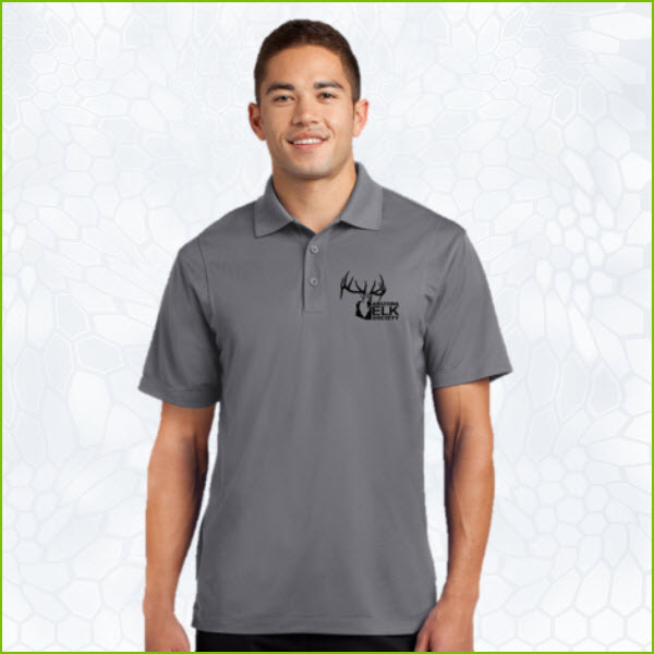 AES Embroidery Logo Grey Concrete Sport Wick Polo