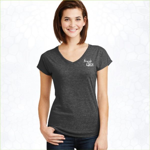 AES Ladies Ladies Tri-Blend V-Neck Heather Dark Grey T-shirt S-2XL