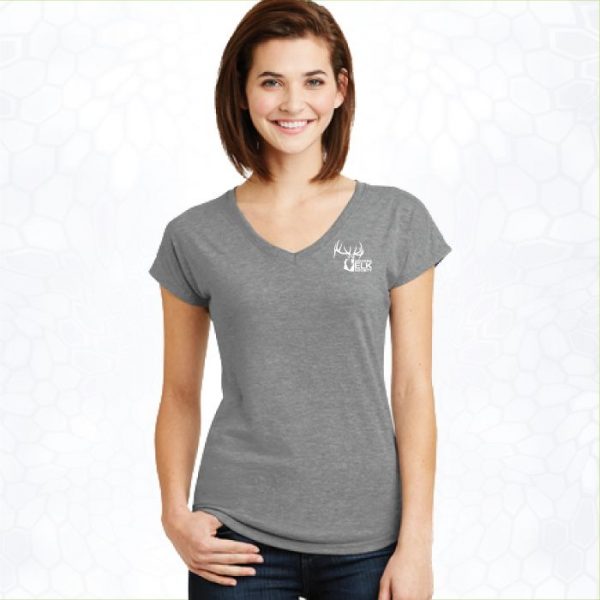 AES Ladies Ladies Tri-Blend V-Neck Heather Grey T-shirt S-2XL